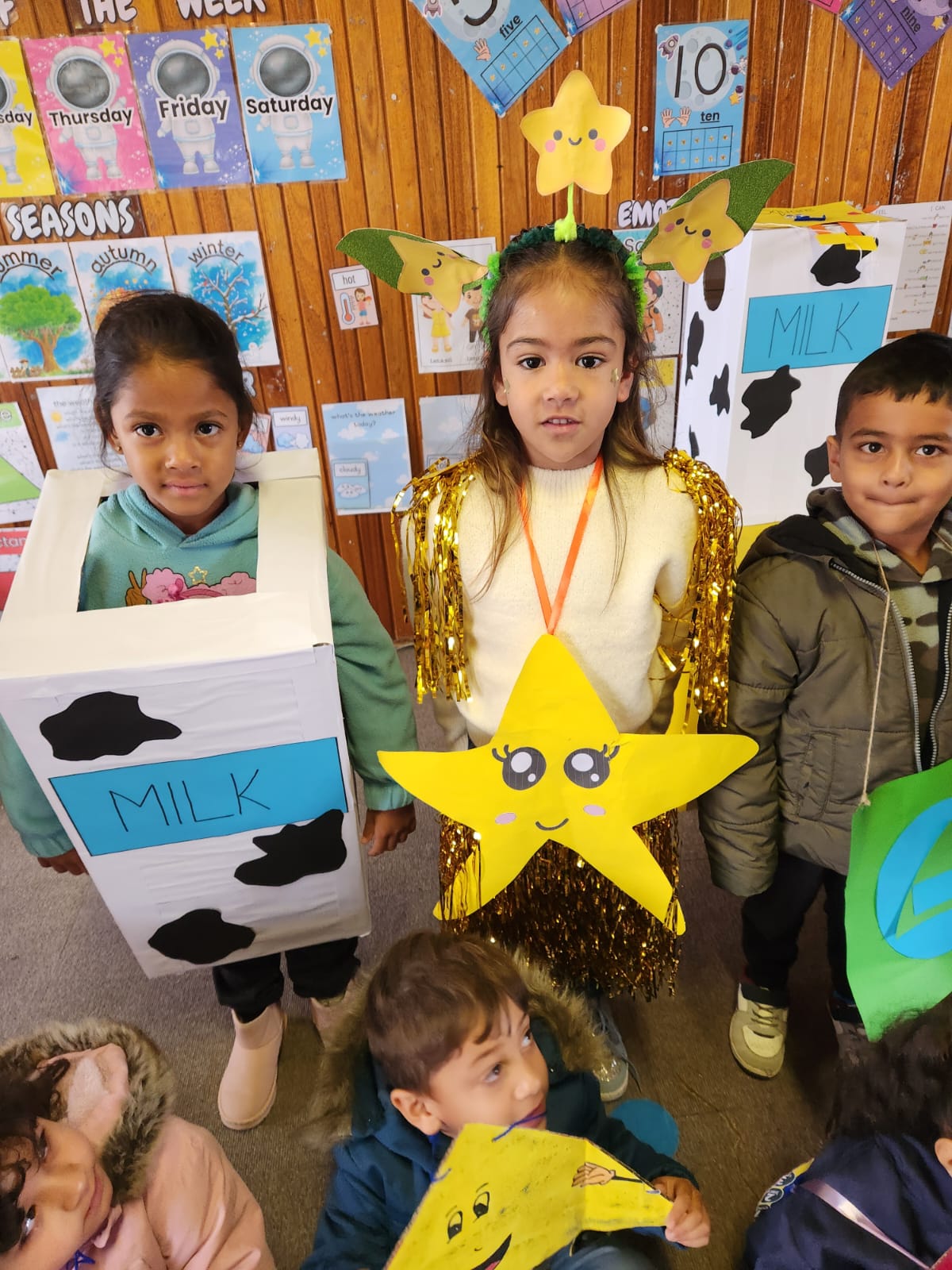 Students expressing happiness and unity